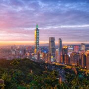 Sunset view of Taipei skyline