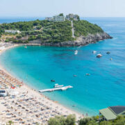 Aerial View OF Himare, Albania, Southern Europe