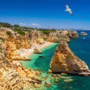 Panoramic View Of A Beach In The Algarve, Southern Portugal